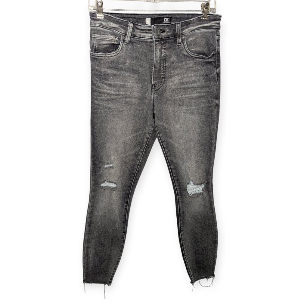 Kut From the Kloth High Rise Connie Fab AB Ankle Skinny Dark Gray Jeans Size 4